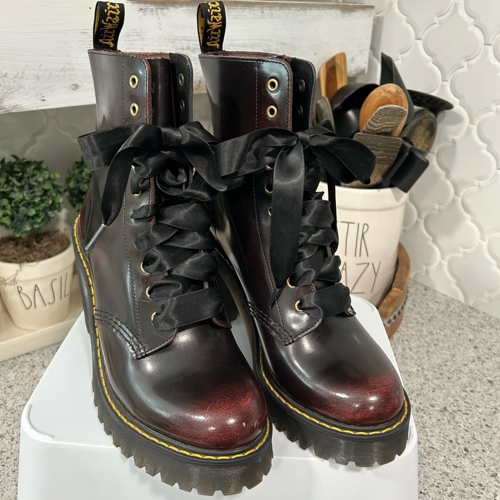 Dr. Martens Kendra Arcadia Boots in Black Cherry Red